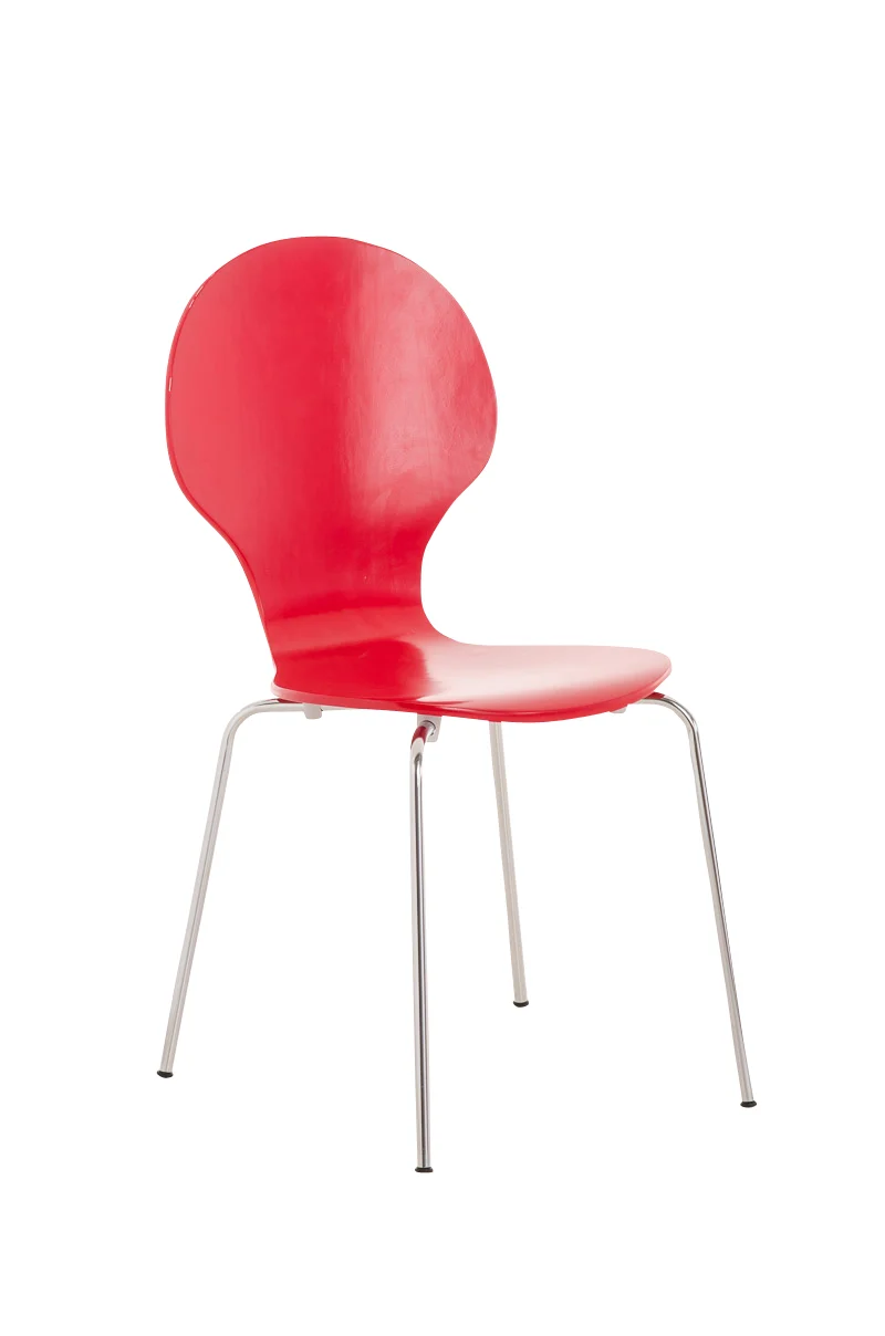 Chaise de salle à manger cuisine empilable design moderne bois rouge et métal 10_0000015
