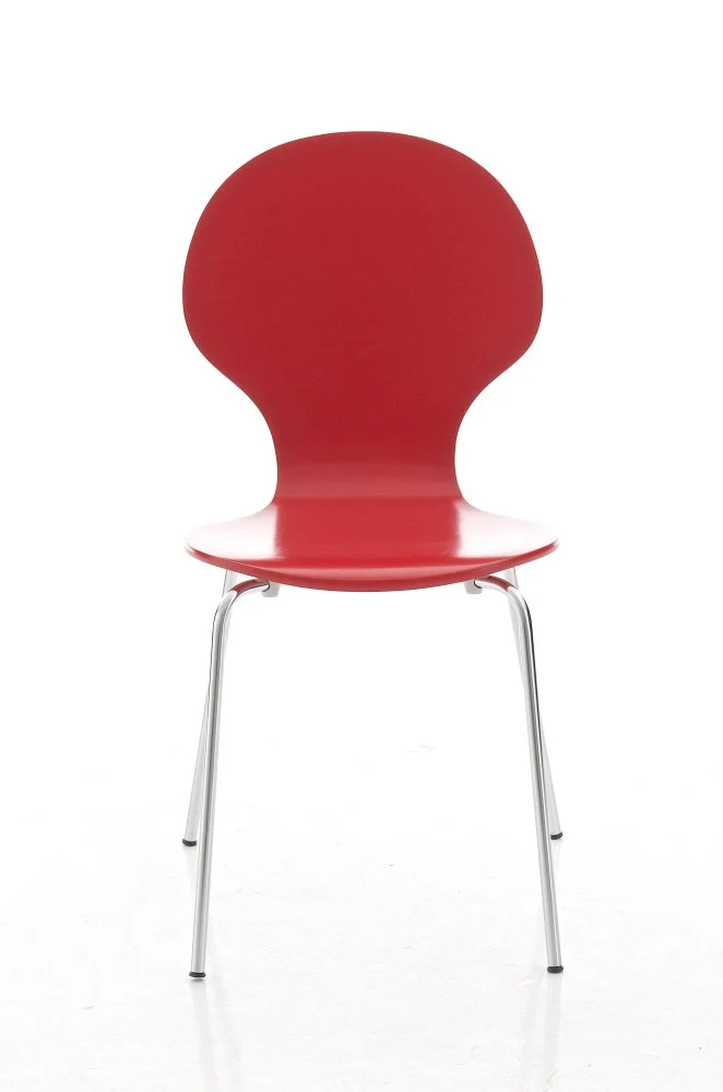 Chaise de salle à manger cuisine empilable design moderne bois rouge et métal 10_0000015