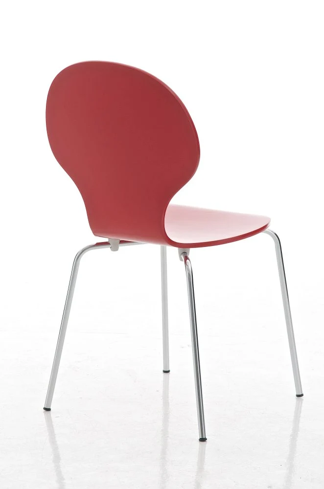 Chaise de salle à manger cuisine empilable design moderne bois rouge et métal 10_0000015