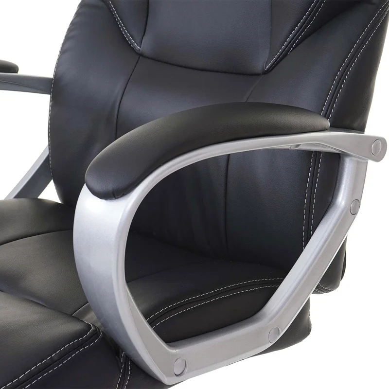 Fauteuil de bureau sur roulettes avec fonction massage chauffage pivotante en synthétique noir 04_0001781