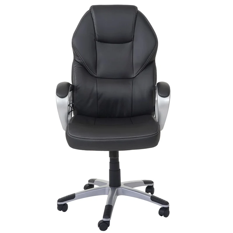 Fauteuil de bureau sur roulettes avec fonction massage chauffage pivotante en synthétique noir 04_0001781