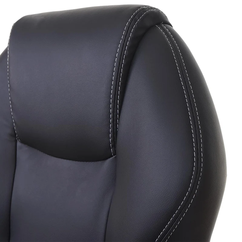 Fauteuil de bureau sur roulettes avec fonction massage chauffage pivotante en synthétique noir 04_0001781