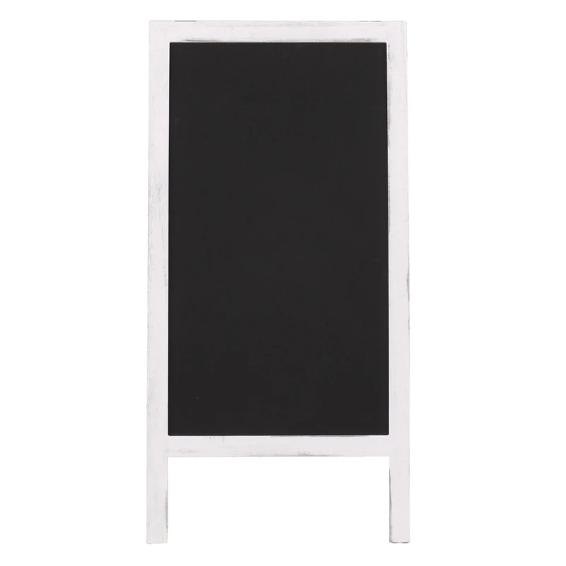 Panneau publicitaire tableau à craie noir 2 surfaces d'écriture pliables 100x50cm blanc vieilli 04_0005623