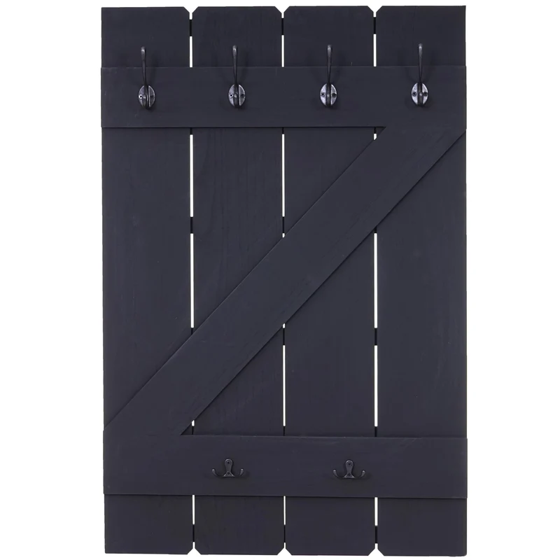 Porte manteau mural panneau d'armoire avec 6 crochets 91x60cm shabby gris foncé 04_0000971