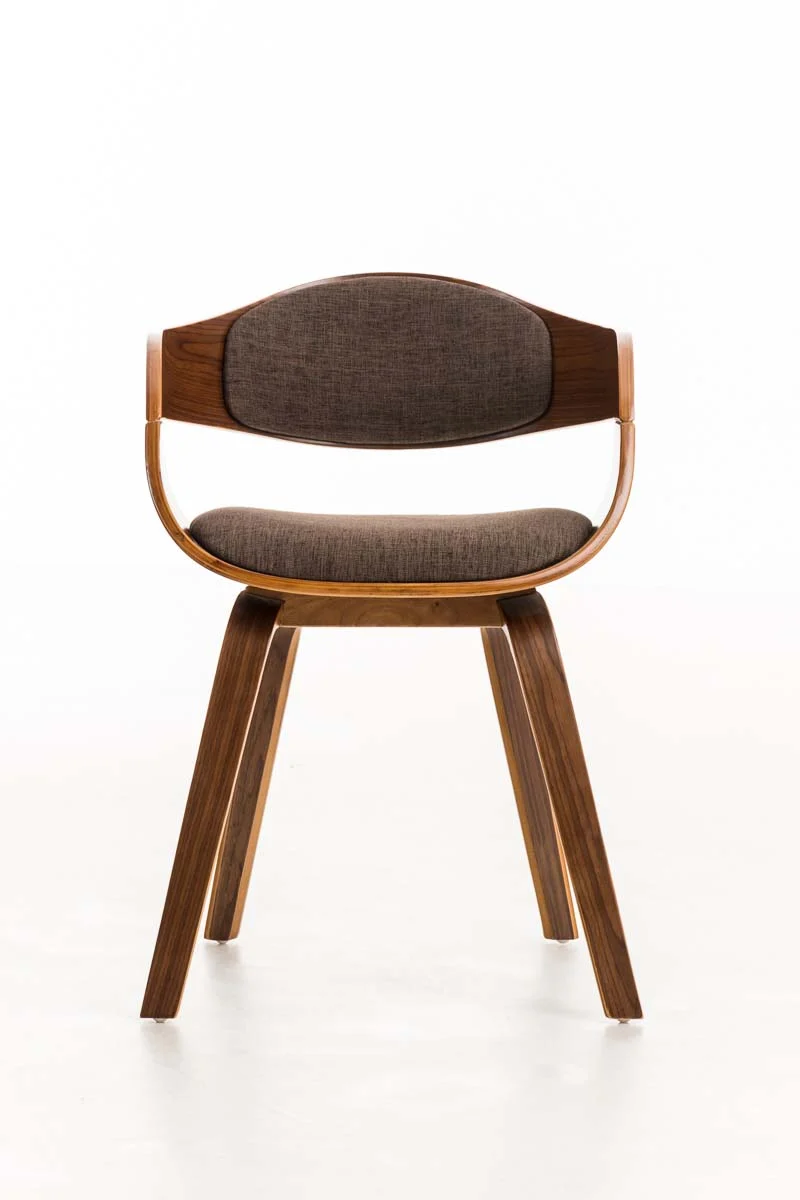 Chaise de bureau sans roulettes visiteur en tissu et bois design retro et confort maximal noyer marron BUR10545