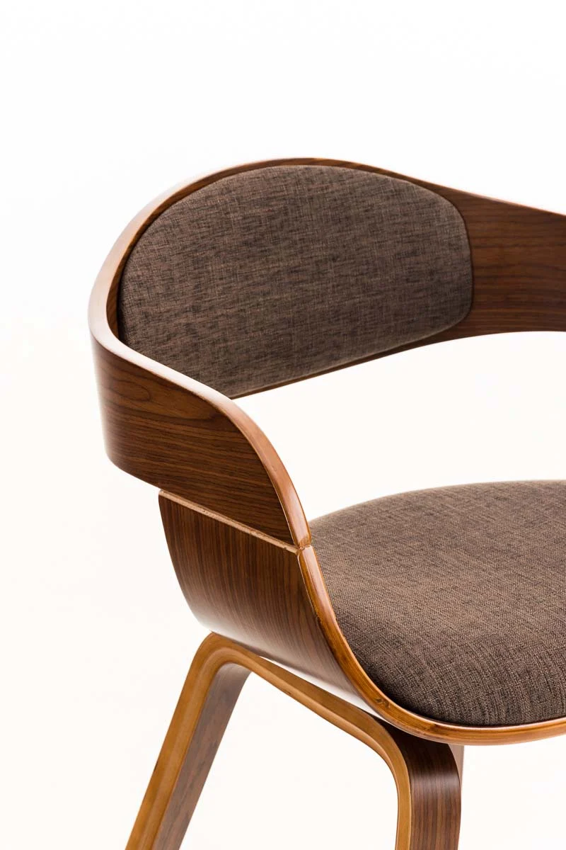 Chaise de bureau sans roulettes visiteur en tissu et bois design retro et confort maximal noyer marron BUR10545