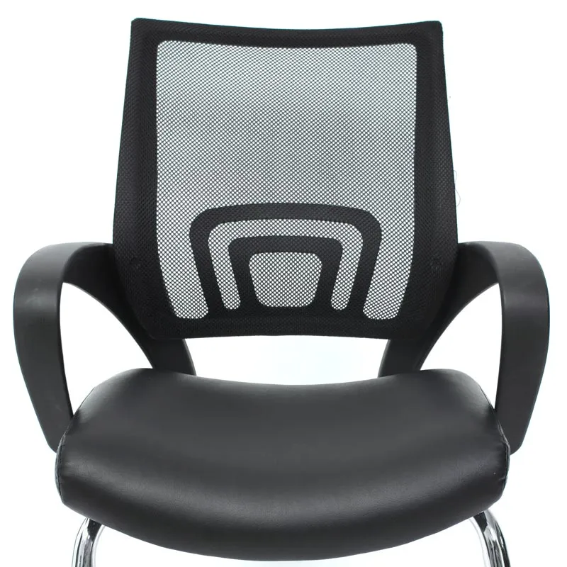 2x fauteuils chaises de bureau sans roulettes chaise de conférence visiteur en synthétique et maille noir 04_0000180