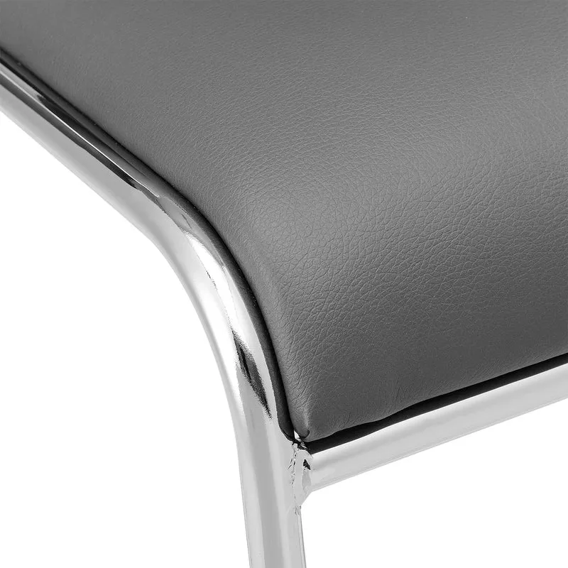 Lot de 4 chaises de bureau de conférence empilable en synthétique gris cadre métal chromé 03_0002796