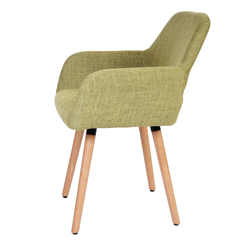 Chaise de salle à manger bureau visiteur sans roulette design rétro en tissu vert clair pied en métal 04_0002153