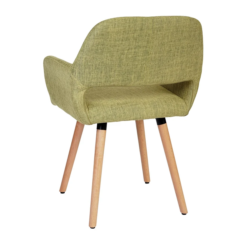 Chaise de salle à manger bureau visiteur sans roulette design rétro en tissu vert clair pied en métal 04_0002153