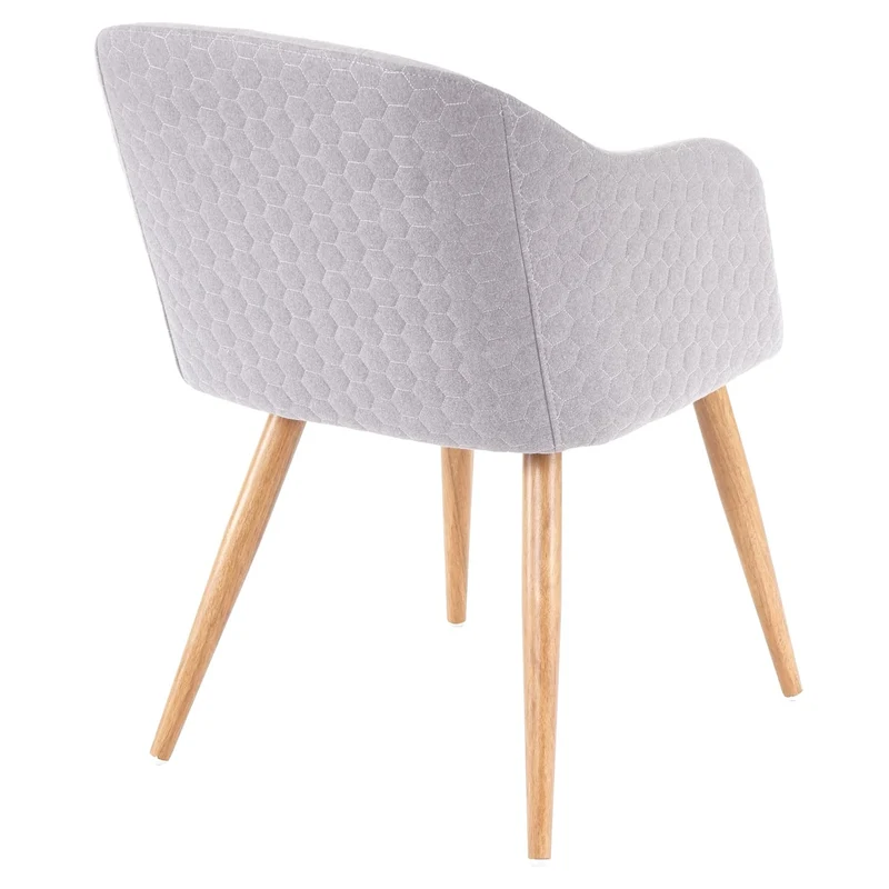 2x chaises de salle à manger cuisine design rétro accoudoirs tissu gris clair pieds en métal aspect bois 04_0000365