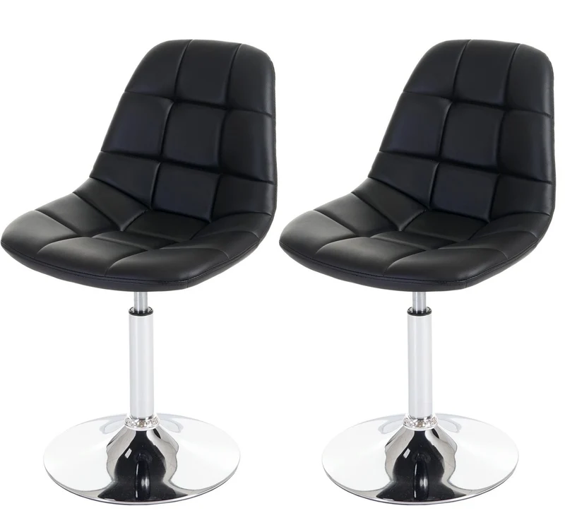 2x chaises de salle à manger en synthétique noir pied chromé pivotant CDS04423