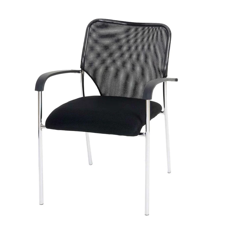 Lot de 2 chaises visiteur chaise de conférence empilable en tissu/textile noir 04_0000279