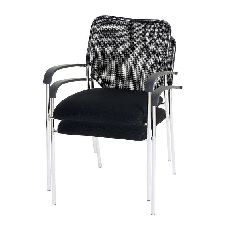 Lot de 2 chaises visiteur chaise de conférence empilable en tissu/textile noir 04_0000279