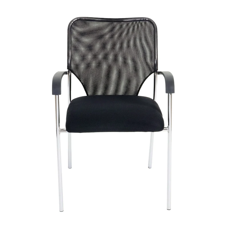 Lot de 2 chaises visiteur chaise de conférence empilable en tissu/textile noir 04_0000279