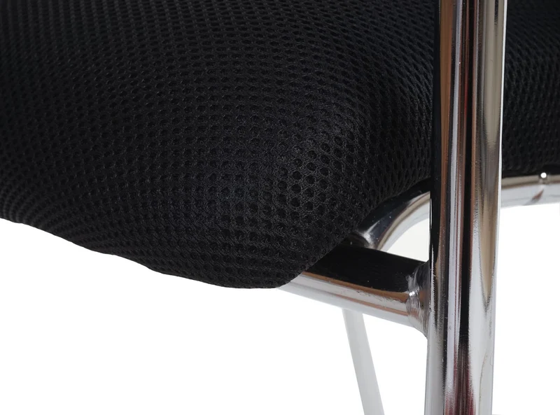 Lot de 2 chaises visiteur chaise de conférence empilable en tissu/textile noir 04_0000279