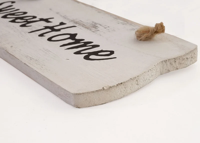 Panneau mural Sweet Home, Signe en bois robe de Dean, Look minable 10x25x1cm ~ Blanc 04_0003798