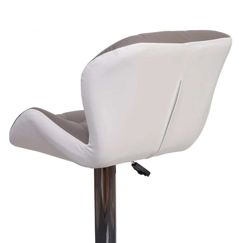 2x tabourets de bar chaise de comptoir hauteur réglable en synthétique gris taupe cadre en acier chromé 04_0005202