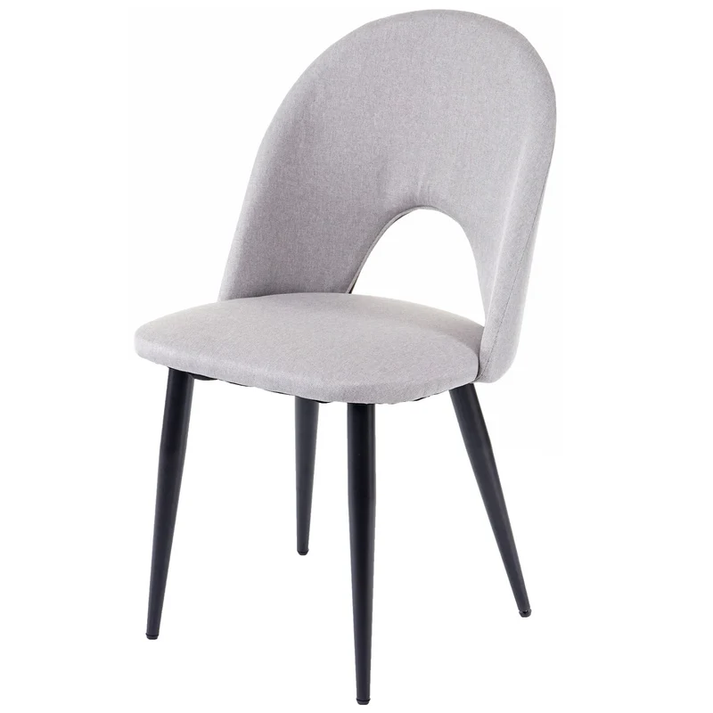 4x chaises de salle à manger cuisine en tissu / textile gris pieds métal 04_0000578
