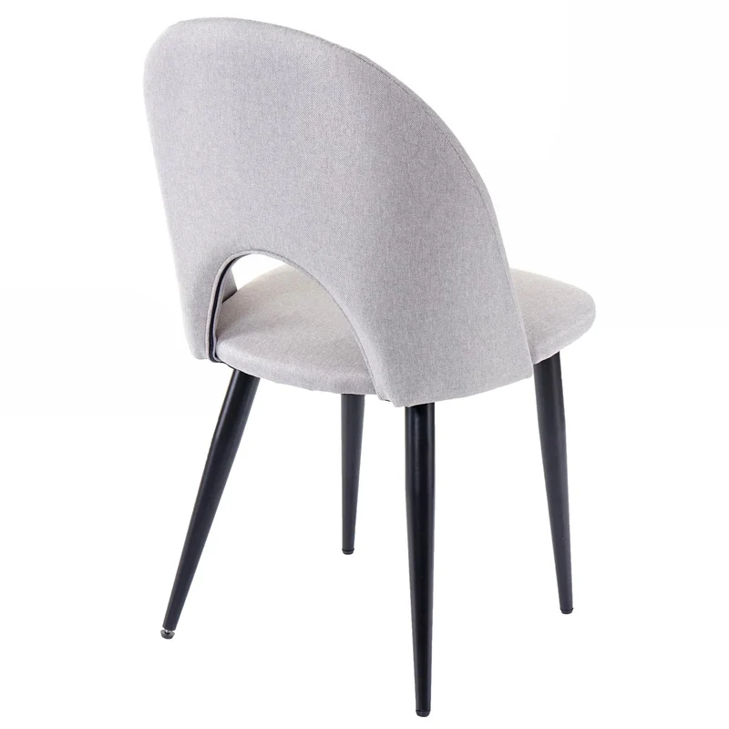 4x chaises de salle à manger cuisine en tissu / textile gris pieds métal 04_0000578