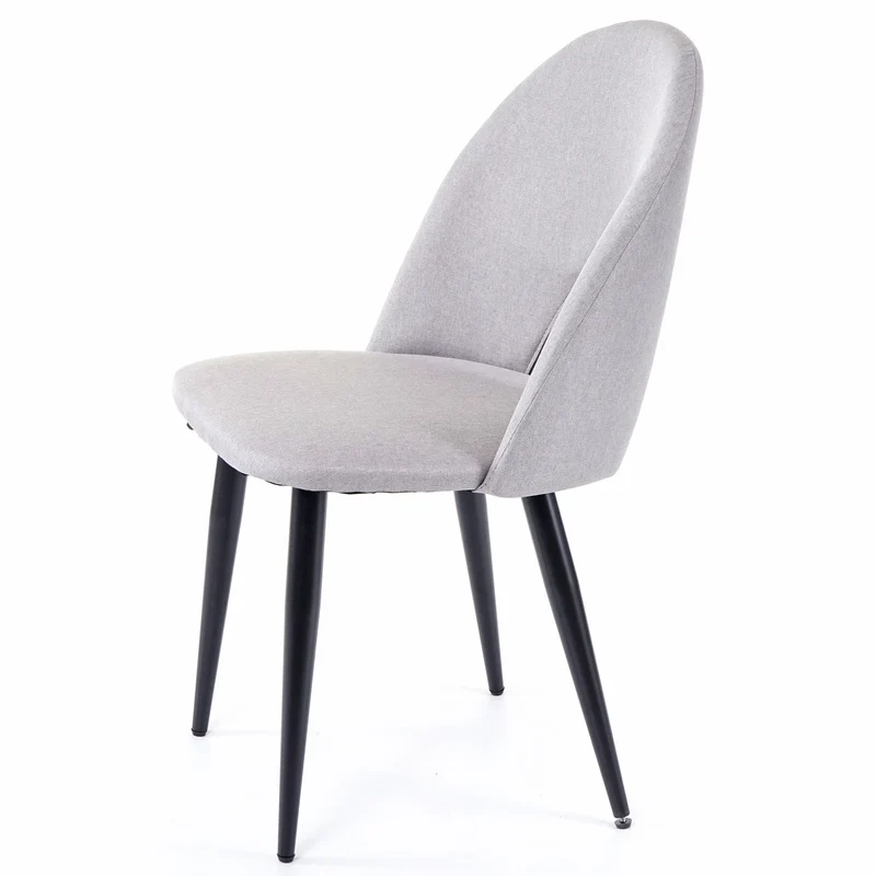 4x chaises de salle à manger cuisine en tissu / textile gris pieds métal 04_0000578