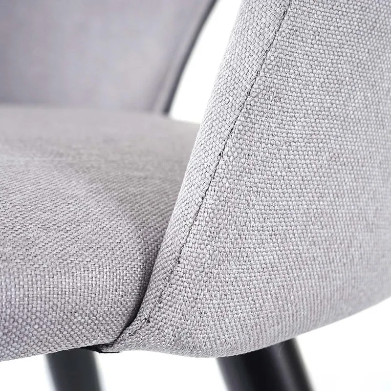 4x chaises de salle à manger cuisine en tissu / textile gris pieds métal 04_0000578