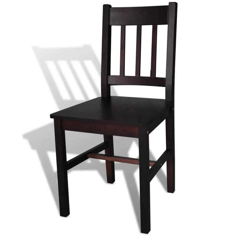 Lot de 6 chaises de salle à manger cuisine design classique pinède marron foncé CDS022570