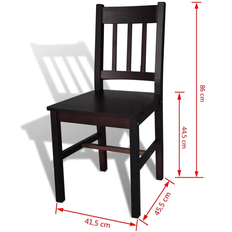 Lot de 6 chaises de salle à manger cuisine design classique pinède marron foncé CDS022570