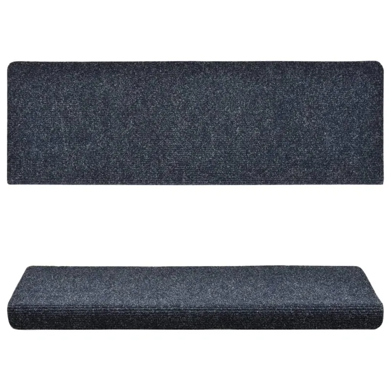 Tapis d'escalier 15 pièces Tissu aiguilleté 65x25 cm Bleu DEC023809