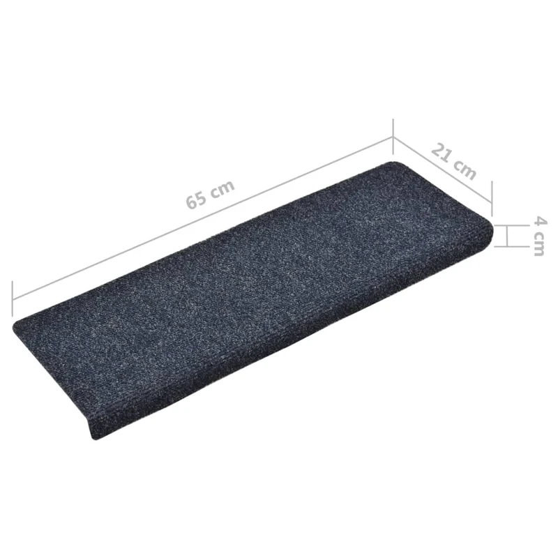 Tapis d'escalier 15 pièces Tissu aiguilleté 65x25 cm Bleu DEC023809