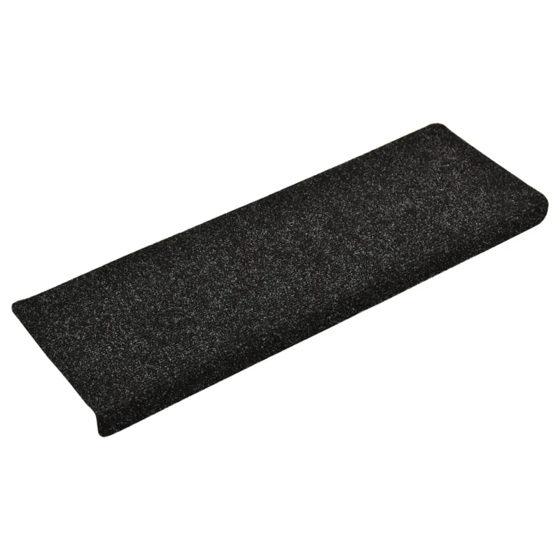 Tapis d'escalier 15 pièces Tissu aiguilleté 65x25 cm Noir DEC023806