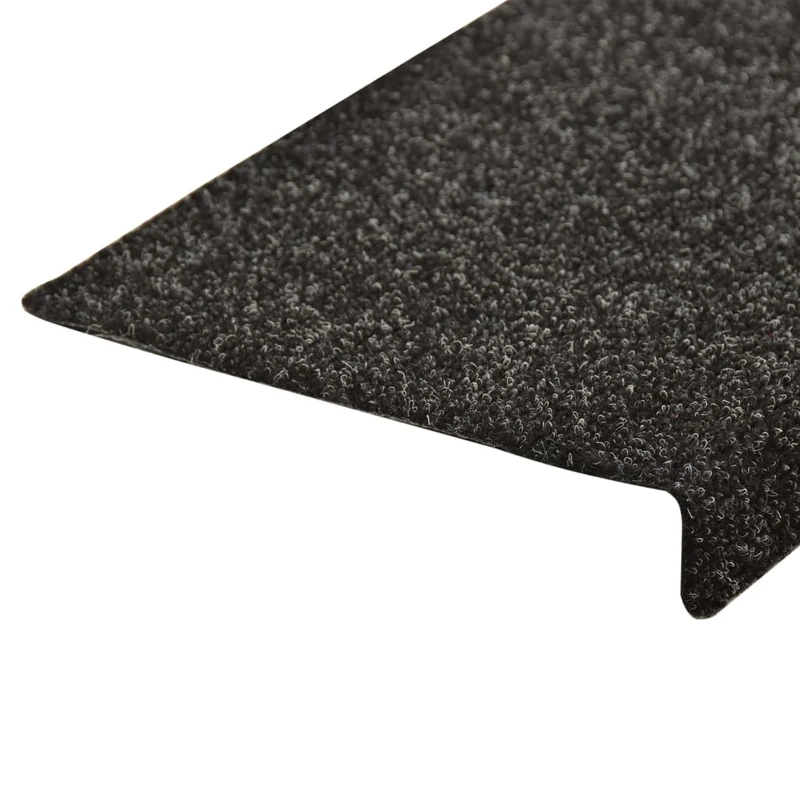 Tapis d'escalier 15 pièces Tissu aiguilleté 65x25 cm Noir DEC023806