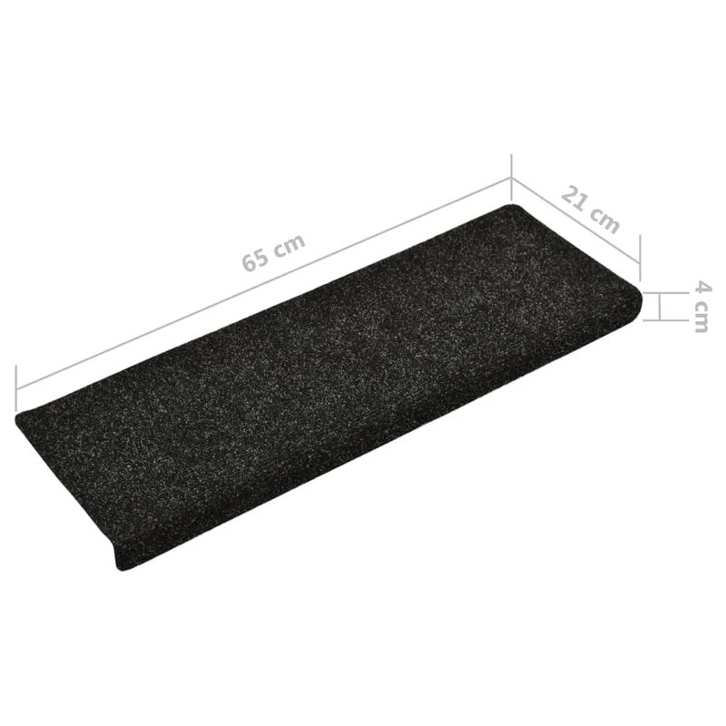 Tapis d'escalier 15 pièces Tissu aiguilleté 65x25 cm Noir DEC023806