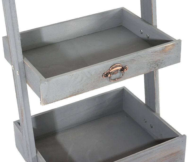 Echelle étagère plante jardinière vintage gris 169x43x32cm ETA04012