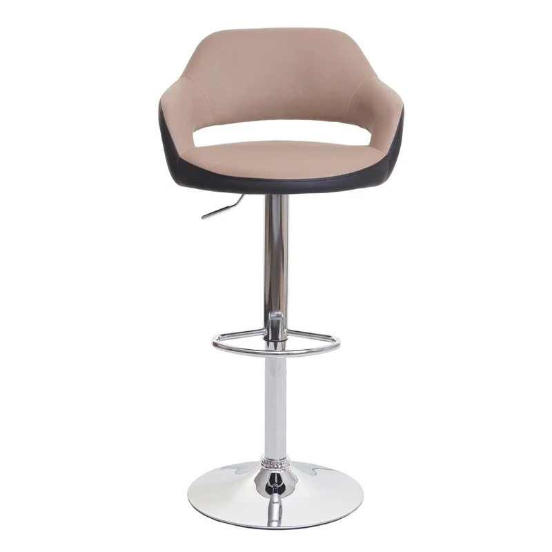 Lot de 2 tabourets de bar chaises de comptoir en synthétique taupe et noir 04_0000141