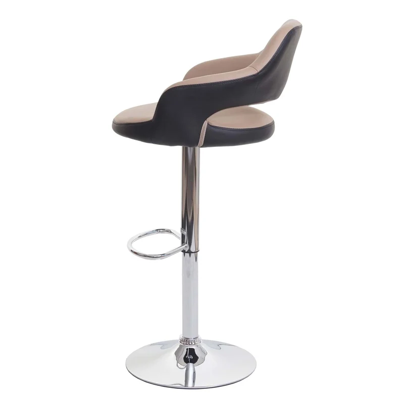 Lot de 2 tabourets de bar chaises de comptoir en synthétique taupe et noir 04_0000141