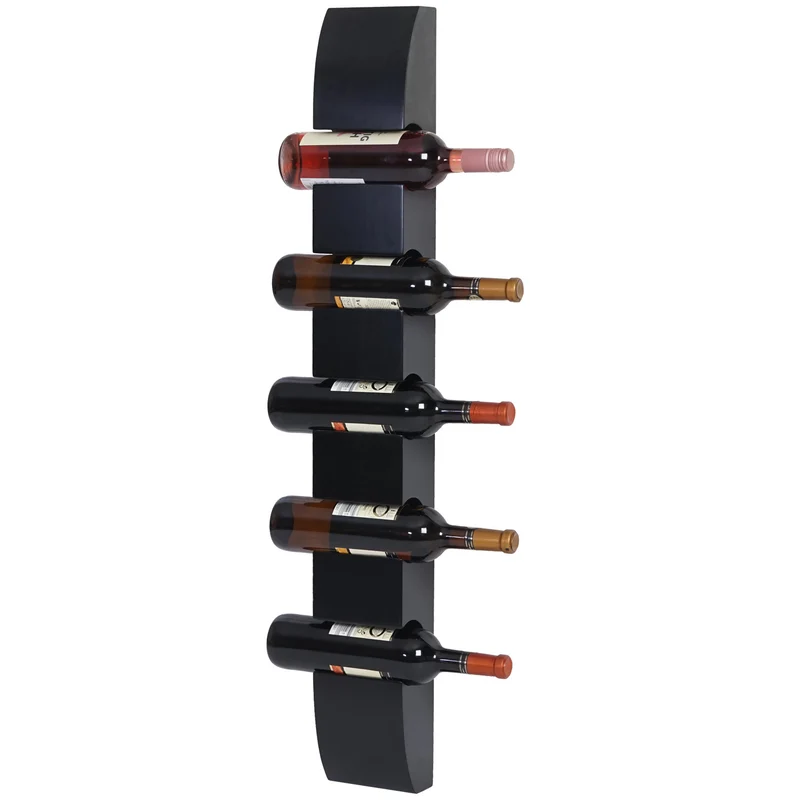 Casier à bouteilles support mural porte-bouteilles, pour 5 bouteilles 99x13x9cm noir 04_0002519