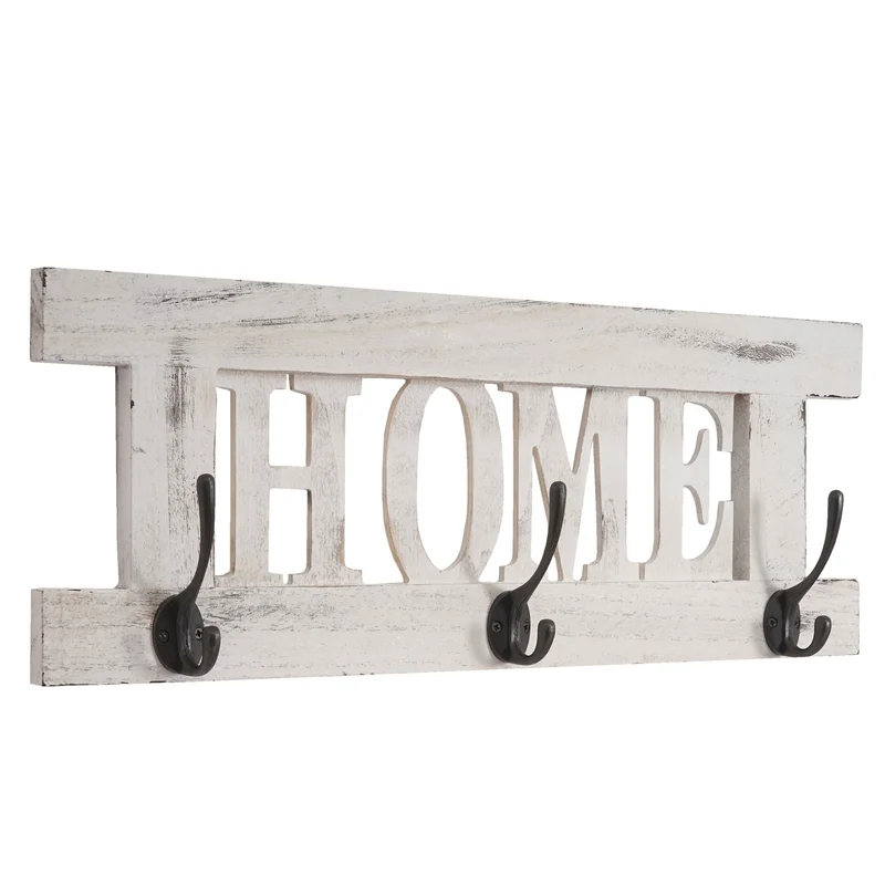 Porte-manteau mural x2 Home+Family avec 7 crochets style vintage blanc 04_0003058