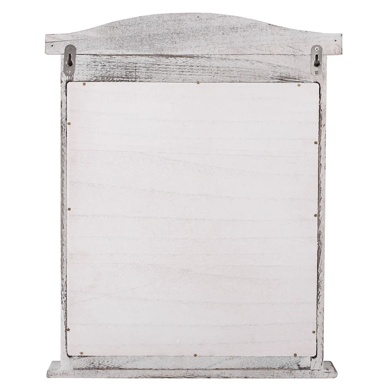 Miroir mural forme fenêtre avec volets 53x42x5cm en bois blanc vieilli 04_0005485