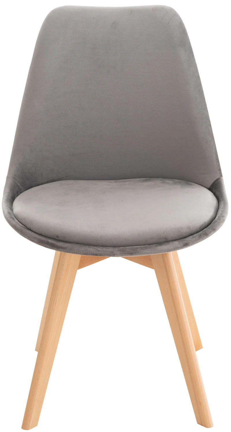 Lot de 4 chaises de salle à manger design scandinave en tissu velours gris pieds bois clair CDS10385