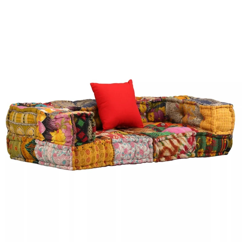 Coussins de sol poufs modulaire chaise longue en tissu 2 places en tissu Patchwork DEC021231