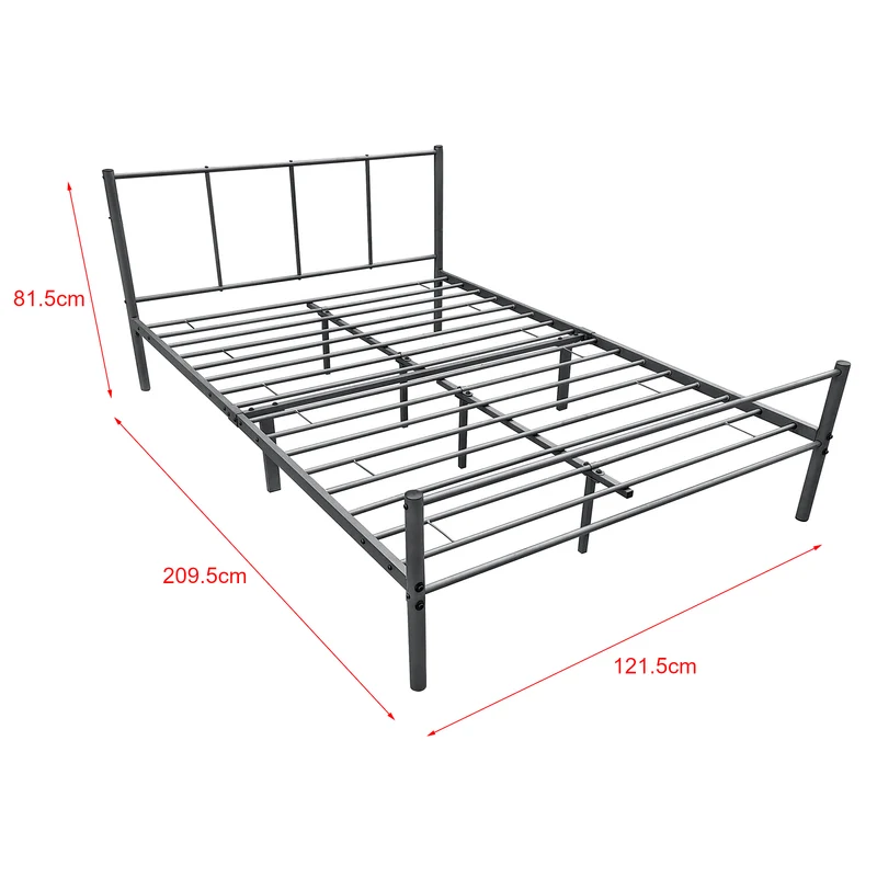 Lit pour adultes en métal avec lattes métalliques structure en acier gris 120 x 200 cm 03_0004918