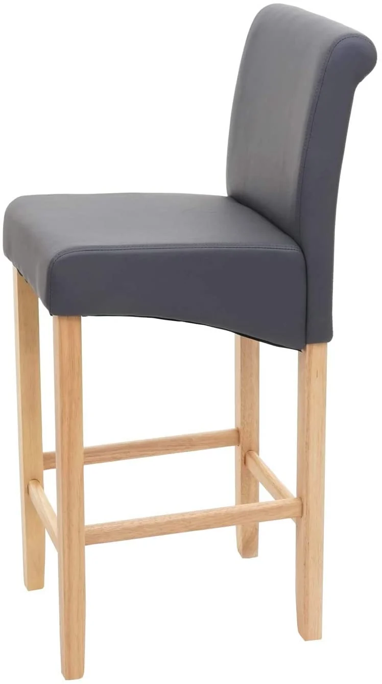 Lot de 2 tabourets de bar en synthétique gris mat pieds clairs avec repose pieds TDB04071