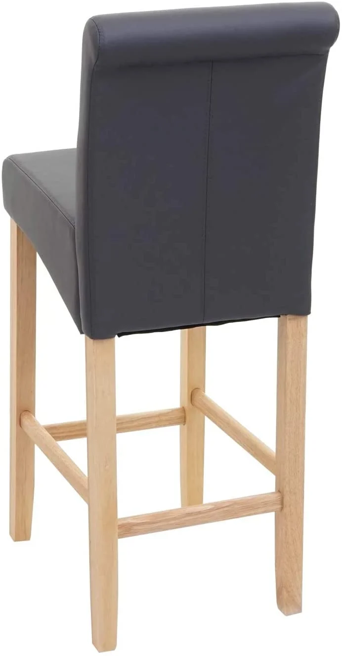 Lot de 2 tabourets de bar en synthétique gris mat pieds clairs avec repose pieds TDB04071