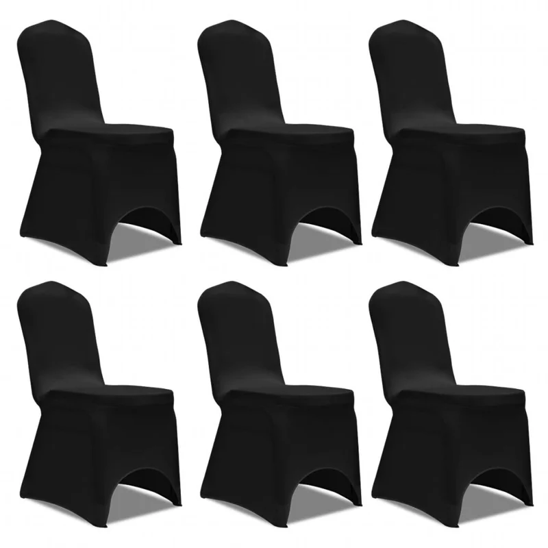 Housse extensible de chaise Noir 6 pièces DEC022489