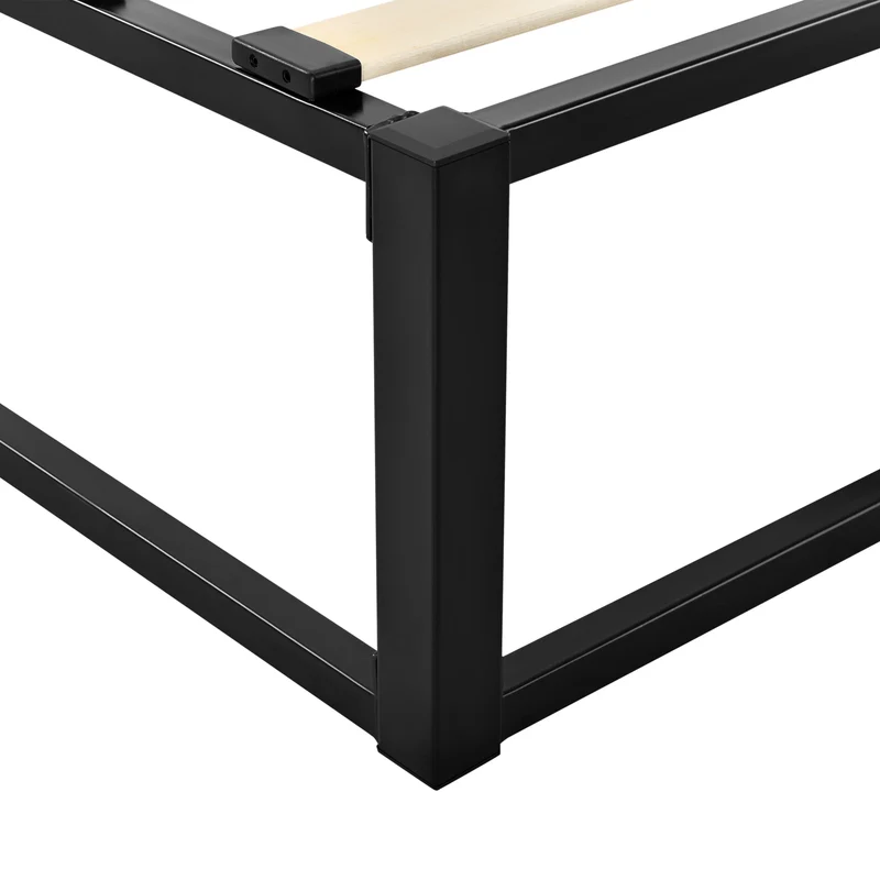 Lit double en métal cadre de lit double en acier revêtu par poudre couchage 140x200 cm noir 03_0002675