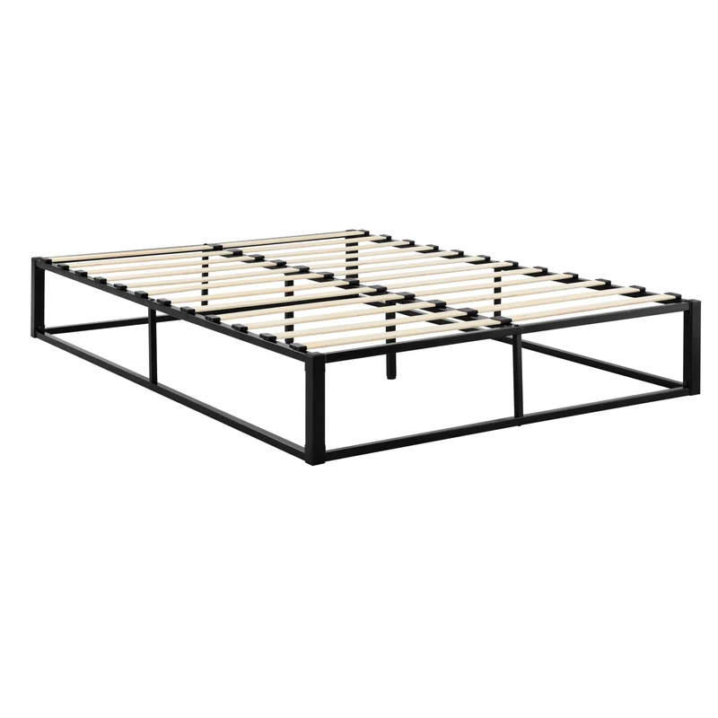 Lit en métal double avec matelas mousse froid 140 x 200 cm en acier revêtu par poudre noir 03_0002689