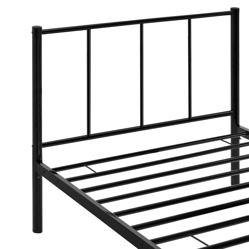 Lit simple en métal avec sommier lattes métallique en acier noir 90 x 200 cm 03_0002694