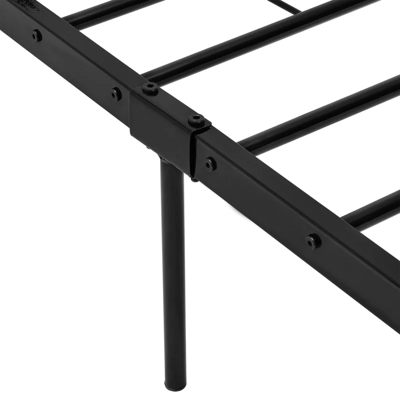 Lit simple en métal avec sommier lattes métallique en acier noir 90 x 200 cm 03_0002694