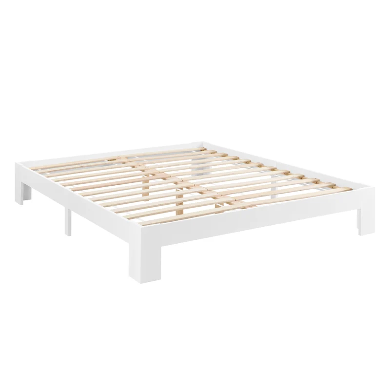 Cadre de lit 160x200 cm avec sommier à lattes lit double en pin blanc 03_0004924
